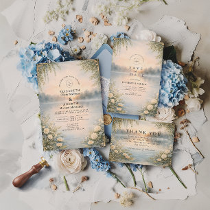 Waldromanze-Hochzeit am Wildflower-See RSVP Karte