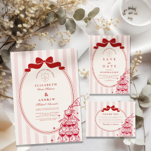 Whimsical Champagner Tower Doodle Wedding All In One Einladung