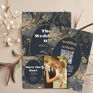 Budget Elegante Silver Gold Celestial Wedding Flyer