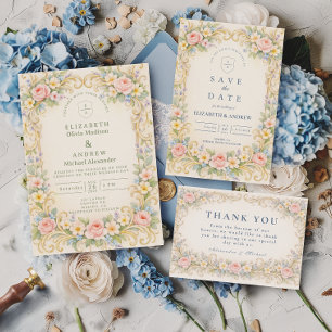 Pastellgarten Barock Rosen Hochzeit Save The Date