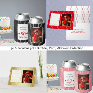 50 & Fabulous Geburtstag Foto 50. Party BLK White Dosenkühler