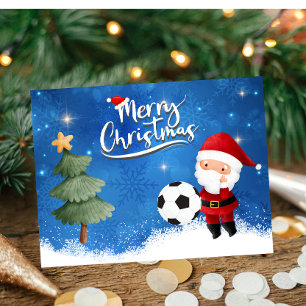 Fußball Snowman mit Fußball auf Weihnachtsschmuck Postkarte