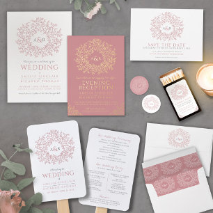 Kreis der Blätter rot-weiß Mahlzeit Hochzeit RSVP Karte