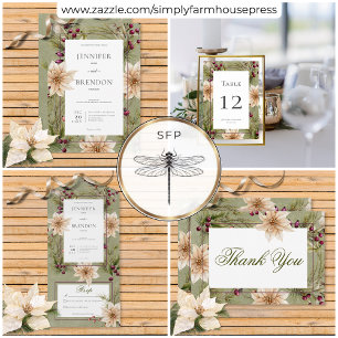 Boho Winter Greenery Boughs Sage Green Wedding Dankeskarte