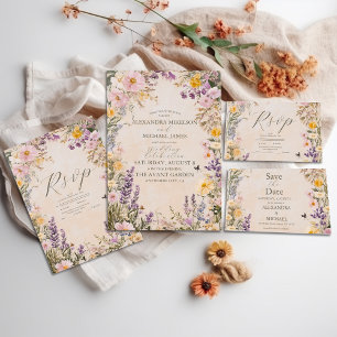 Elegant Boho Wildblume Wedding Save The Date