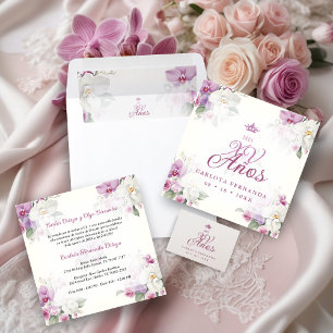 Exquisite Mis XV Años Spanische Orchideen Rechteckiger Pappuntersetzer