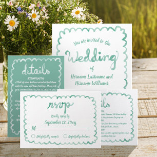 RSVP-Karte mit weißem Olive-Green-Frame-Handzeichn RSVP Karte