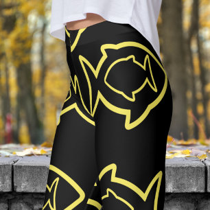 Fantastisches Fun Black und Lila Fin Pattern Leggings