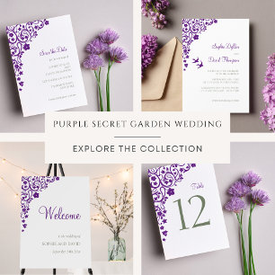 Secret Garden Lila Blumen Lovebirds Hochzeit Save The Date