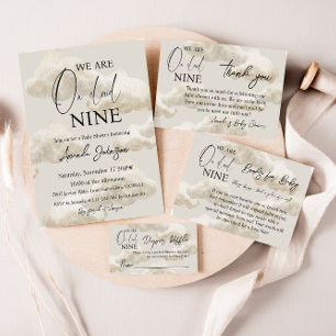 Cloud Nine Beige Gender Neutral Sky Baby Shower Einladung