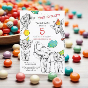 Einladung 5. Geburtstag mit lustigem süße Tier.