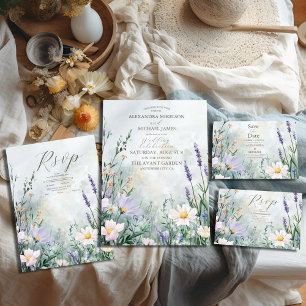 Elegante Wildblume Meadow Blush Pink Wedding Einladung