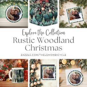 Rustikales Woodland Familienweihnachtsmagnet Foto Magnetkarte