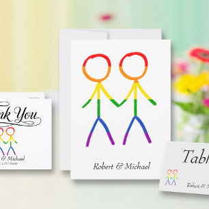 Zwei Grooms Regenbogen-Liebe horizontal Save The Date