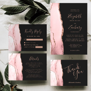 Rosa Achat-Roségold-Dunkle Hochzeit-Danke Karte