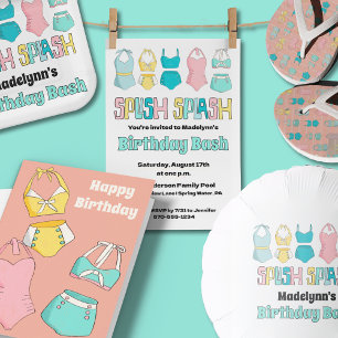 Vintage Anzüge Badehose an der Küste Dankeskarte