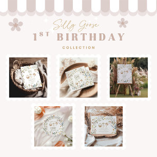 Wildblume Albern Gänse 1. Geburtstag Einladung