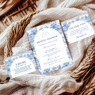 Französisch Blaues Toile-Garten-Brautabschiedspart Dankeskarte