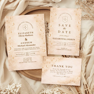 Klassische Gold-Mondlicht-Hochzeit RSVP Karte