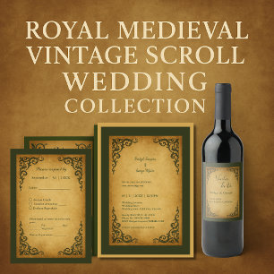 Royal Medieval Vintag Scroll Wedding Einladung