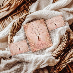 Dusty Blush Rosen Garten Quinceañera Save The Date