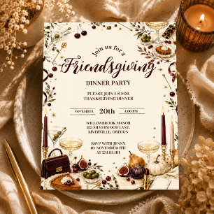 Glamouröses Mädchenabend-Friendsgiving Einladung