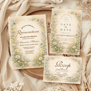 Errötende Blaue Wiese Quinceañera Save The Date