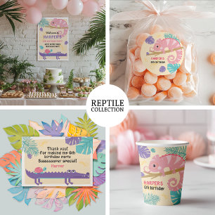 Schuppen und Schwänze Girl's Reptile Geburtstag Einladung