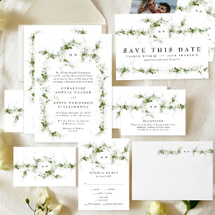 Elegant Eucalyptus Wreath Monogram Wedding Einladung