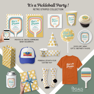 Pickleball-Party Pickle Retro-Regenbogenstreifen Einladung