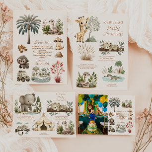 Aufrufen aller Party Tiere Safari Zoo Geburtstag Pappteller