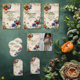 Vintag Berry Sweet Wild Berries Babydusche Runder Aufkleber