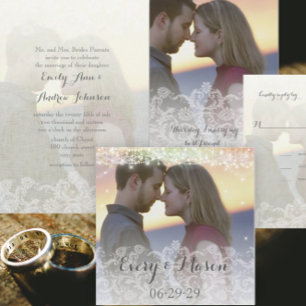 Rustikales Grey Heirloom Spitzen Hochzeitseinladun Einladung