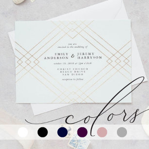 Gold White Elegance Diamond Geo Deko Wedding Menükarte