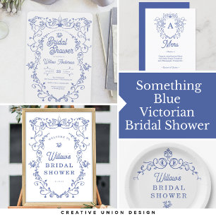 Etwas Blue Viktorianisch Bridal Dusche Einladung