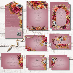 Vintag Floral Jewel Fuchsia Wedding Save The Date