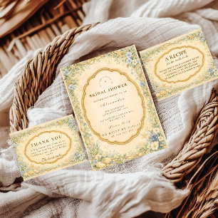 Vintage-Küsten-Hochzeitsshower mit Wildblumen Dankeskarte