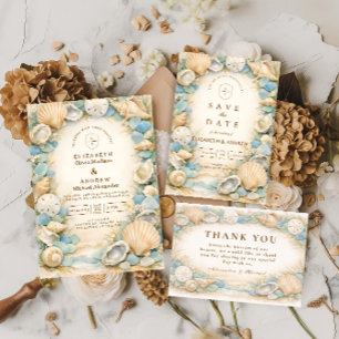 Sandstrand-Muschel-Hochzeit RSVP Karte
