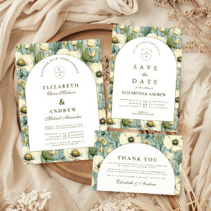 Staubblaue florale Gartenhochzeit RSVP Karte