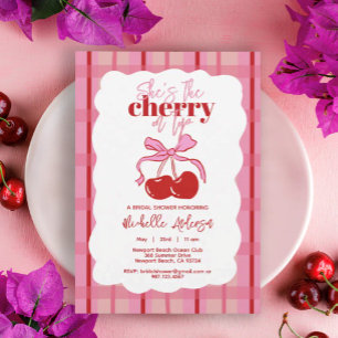 Kirsche auf dem Gipfel Handgezeichnet Rosa Rote Ho Einladung