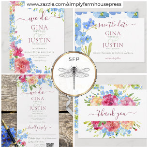 Nelken & Vergiss mich Nots Hochzeit Einladung