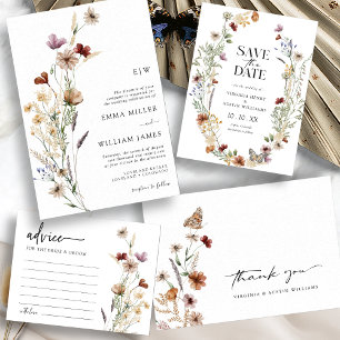 White Boho Wedding Invitation Einladung