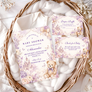 Elegantes Lila-Teddybär-Baby-Shower Serviette
