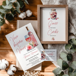 Moderne Rosé-Weinparty Vino Before Vows Brautabsch Einladung