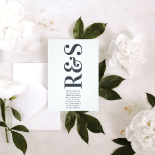 Big Monogram Modern Bold Sage Green Wedding Einladung