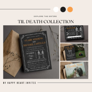 Til Death Halloween Skeleton Orange Black Wedding Einladung