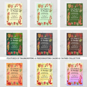 Erntedank Potluck Dinner LT Brown Wood Einladung Postkarte