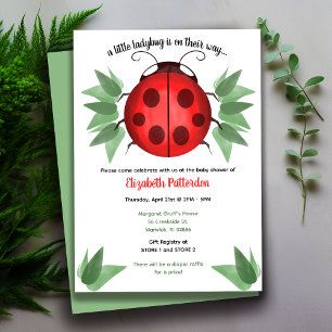 Red Black Green Ladybug Watercolor Babydusche Runder Aufkleber
