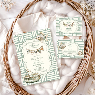 Green Little Fisherman Fishing Baby Shower Pappteller