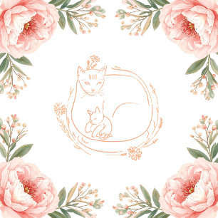 Personalisiertes Mama-Katze-und-Kätzchen-Blumenpos Poster